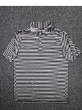 Levelwear Mens Large Golf Shirt Polo Black White Striped Brudenell Golf PEI